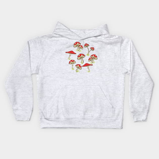 Speckled Mushroom Pattern Kids Hoodie by Jonathan Wightman